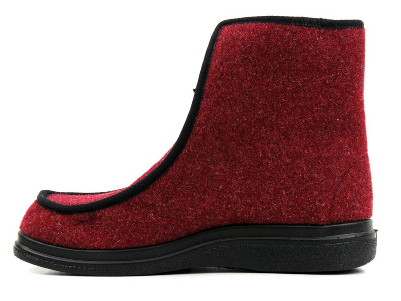 Wysokie, ciepłe kapcie na suwak - BEFADO Dr Orto 996D005, bordowe