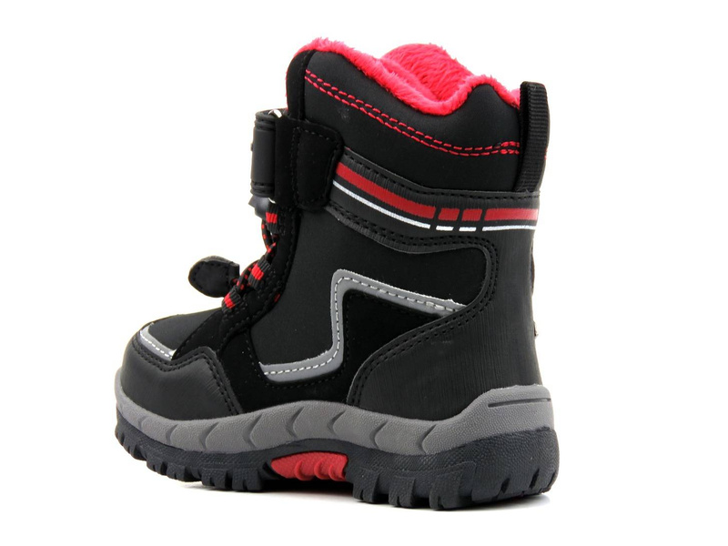 Ciepłe śniegowce dziecięce AMERICAN CLUB Soft Shell HL 31/21(22), czarne z czerwienią