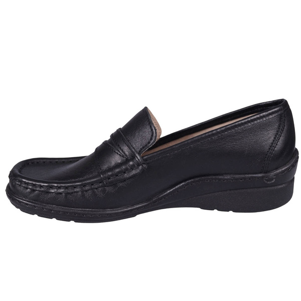 Skórzane półbuty damskie - Syrena 1532, czarne