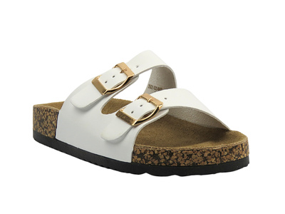 Klapki damskie zapinane na klamry - Evento 25SD21-8323, białe