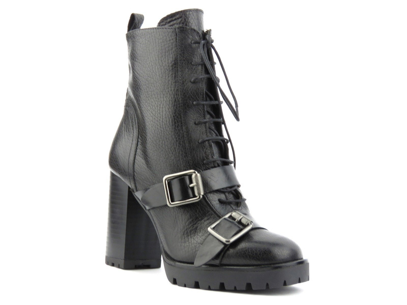 Botki damskie na wysokim słupku - Venezia 4746, czarne