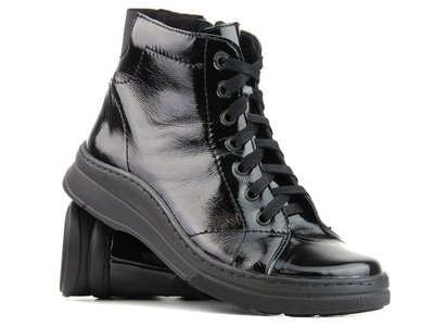 Botki damskie ocieplane filcem - HELIOS Komfort 517, czarne