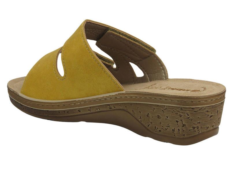 Klapki damskie na koturnie - INBLU PV-04, żółte