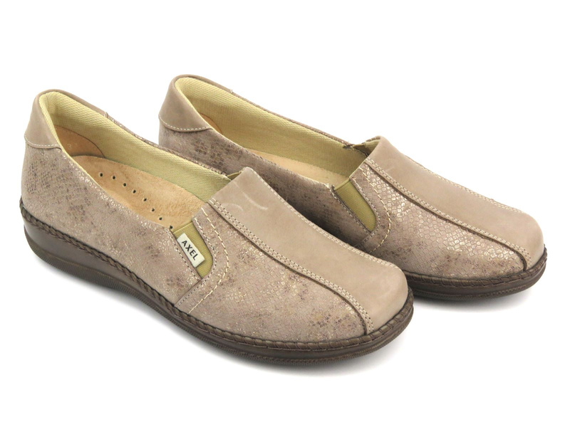 Półbuty damskie o podwyższonej tęgości H - AXEL 1525, beżowe