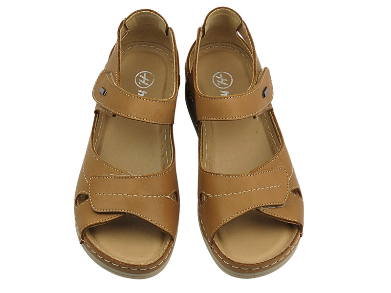 Skórzane sandały damskie brązowe HELIOS Komfort 139