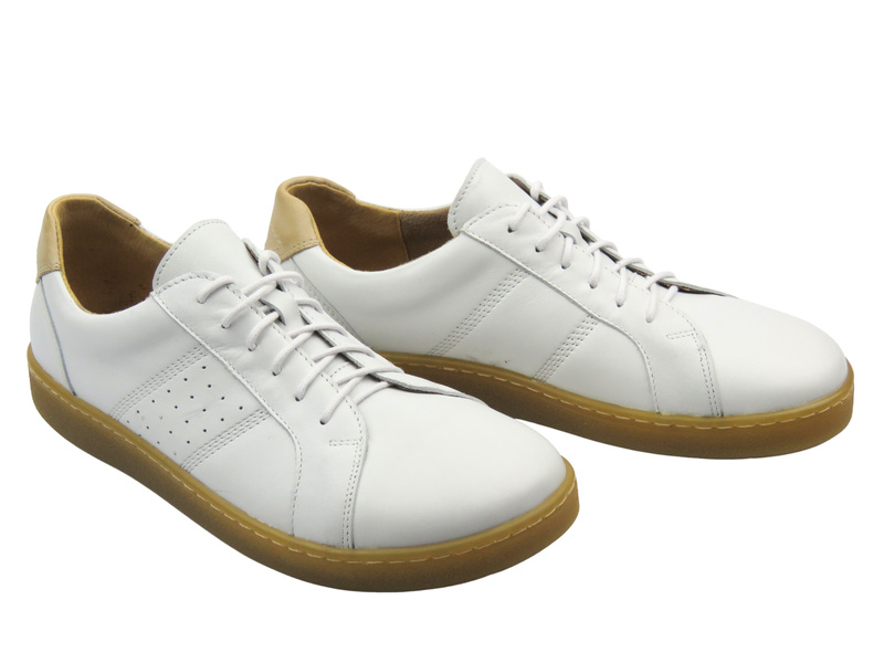 Barefoot skórzane minimalistyczne półbuty męskie białe Helios Komfort 829