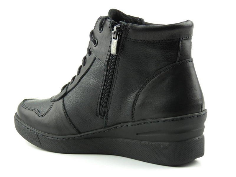 Czarne botki, sneakersy damskie na koturnie - HELIOS Komfort 597