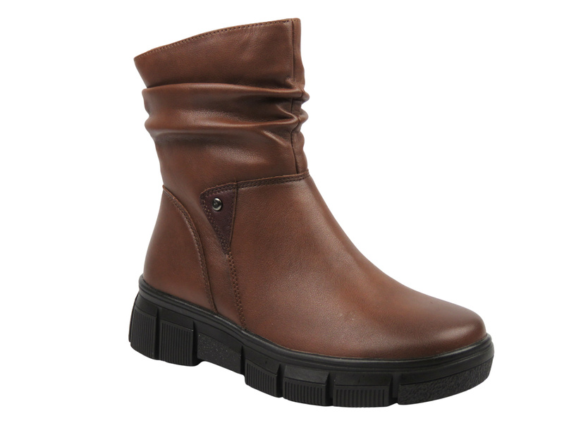 Stylowe, ocieplane botki damskie Cambell 25-19304, brązowe