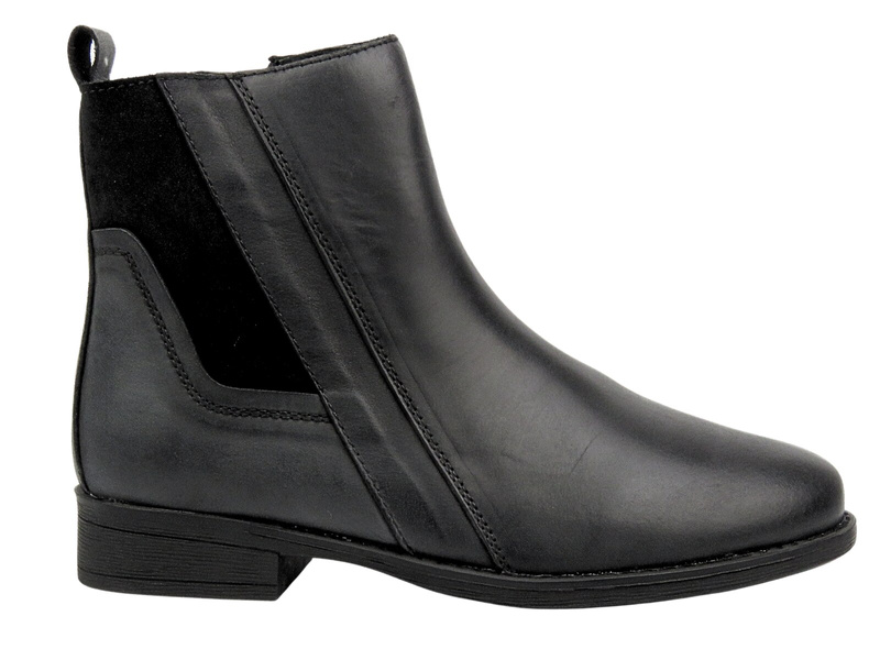 Wygone Botki Damskie Z Miękkiej Skóry American Club CY 98/23 Czarne Na Zamek