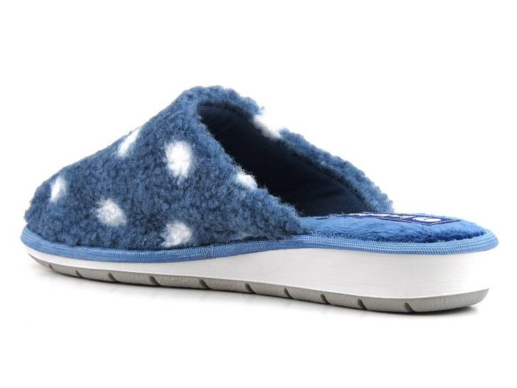 Miękkie kapcie, bambosze damskie w groszki - INBLU URSULA, granatowe