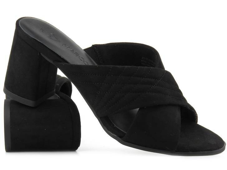 Klapki damskie na słupku - Marco Tozzi 27220, czarne