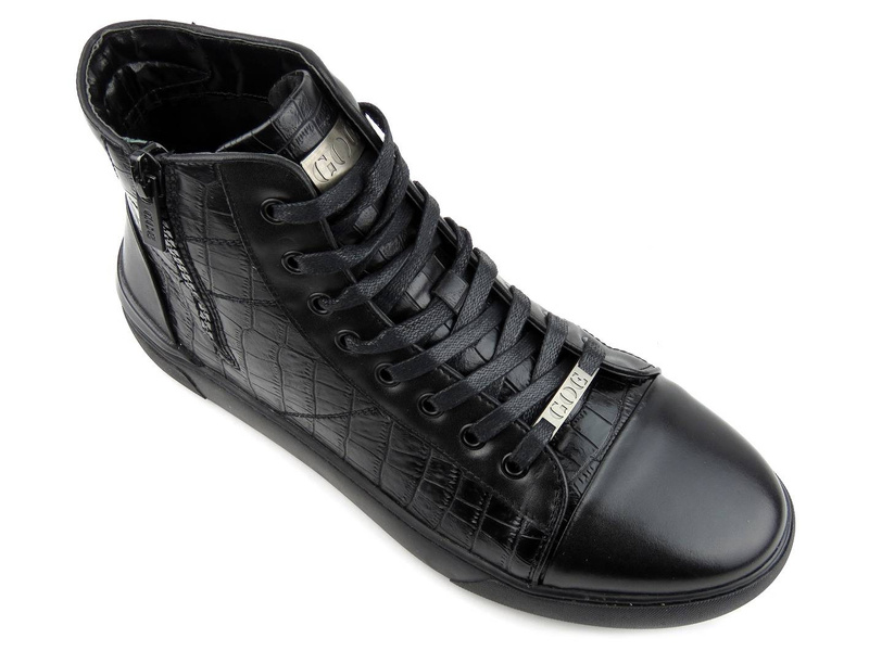 Sneakersy, buty sportowe męskie za kostkę - GOE II1N4009, czarne