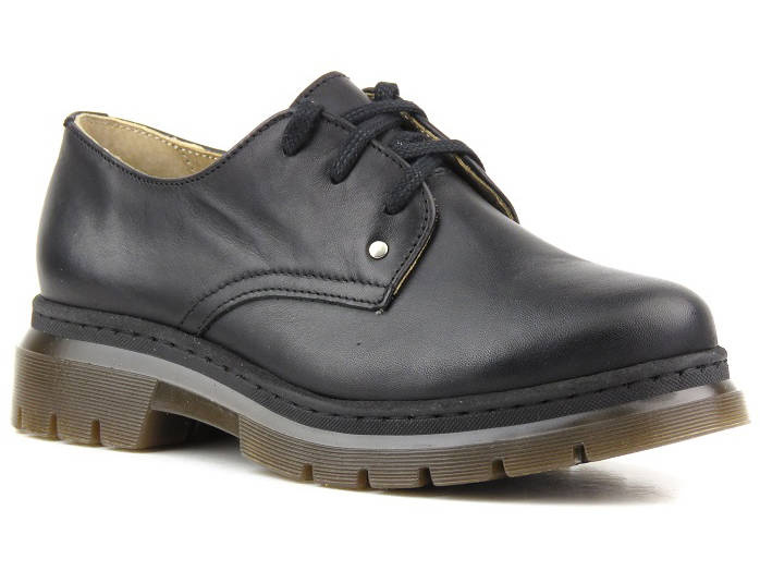 Skórzane półbuty damskie polskiej marki - HELIOS Komfort 412, czarne