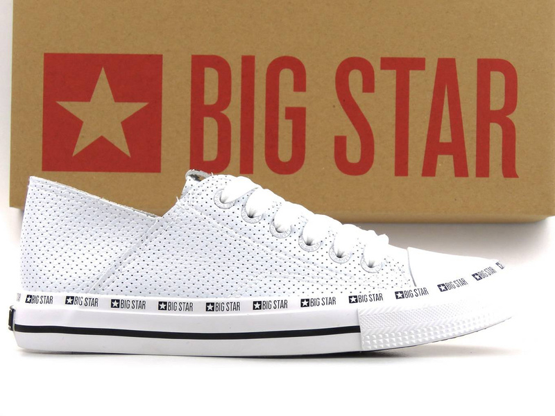 Trampki damskie z ażurową, przewiewną cholewką - BIG STAR FF274024, białe