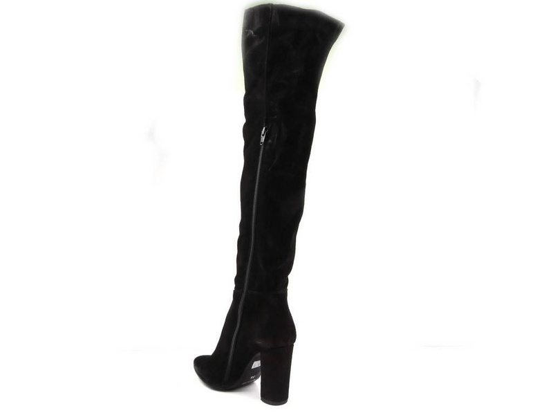 Zamszowe kozaki, muszkieterki damskie na słupku - Venezia 2032, czarne