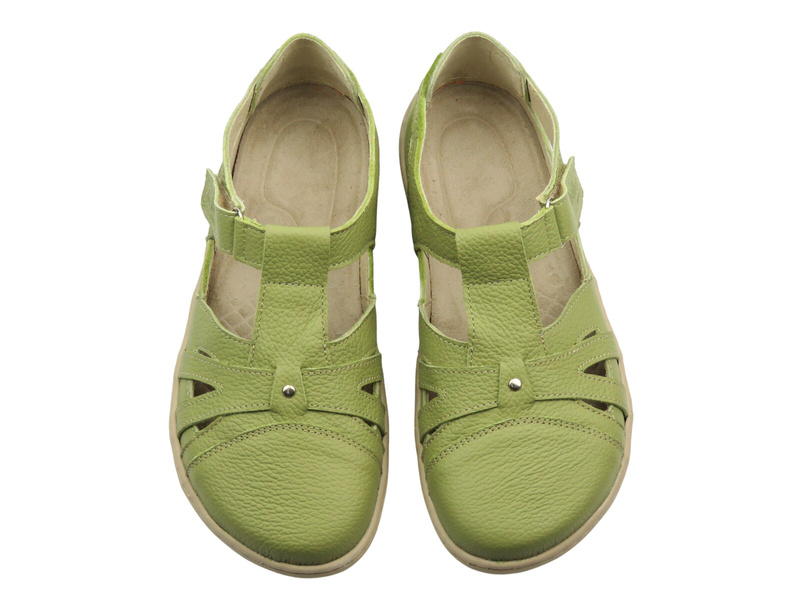 Barefoot skórzane minimalistyczne półbuty damskie zielone Helios Komfort 466