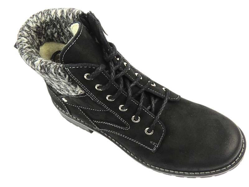 Wygodne trapery damskie z miękkiej skóry Nika Komfort 1178, czarne