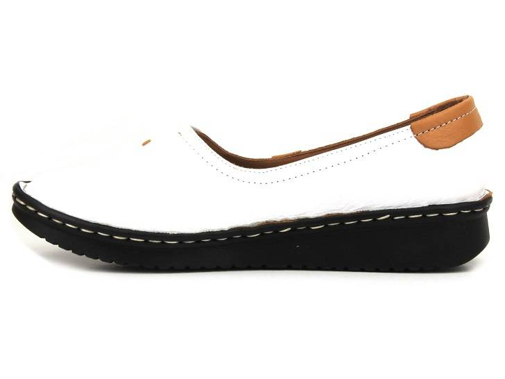 Półbuty damskie skórzane - Artiker 50C0341, białe