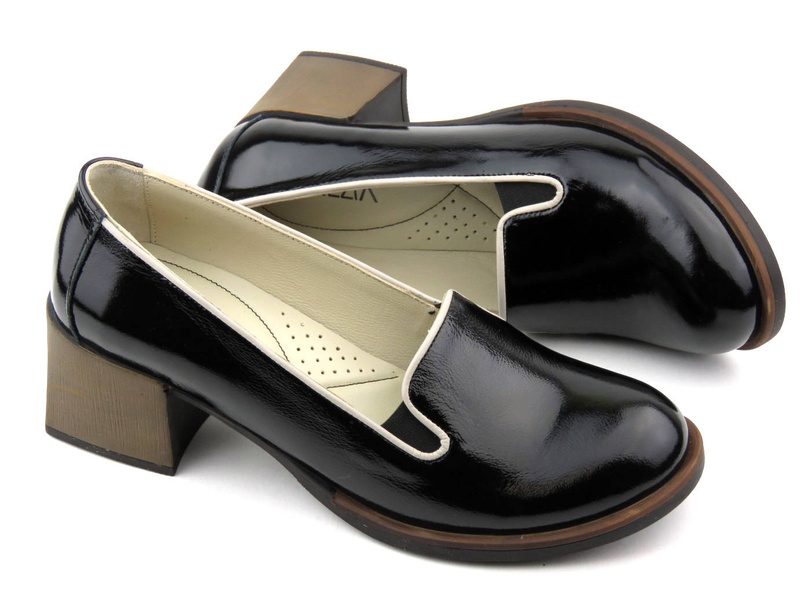 Lakierowane czółenka damskie - VENEZIA 012-141, czarne