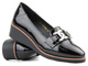Eleganckie półbuty damskie na koturnie - Potocki 23-12056BK, czarne 