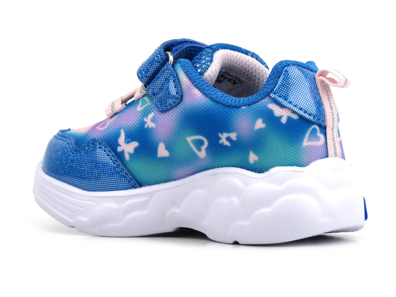 Buty dziecięce sportowe ze świecącą podeszwą - American Club ES89/22, niebieskie