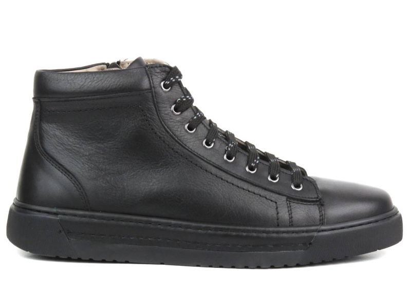 Skórzane trampki męskie - VENEZIA 242591, czarne
