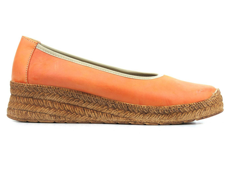 Półbuty damskie na a la plecionej podeszwie - AXEL 1906, pomarańczowe