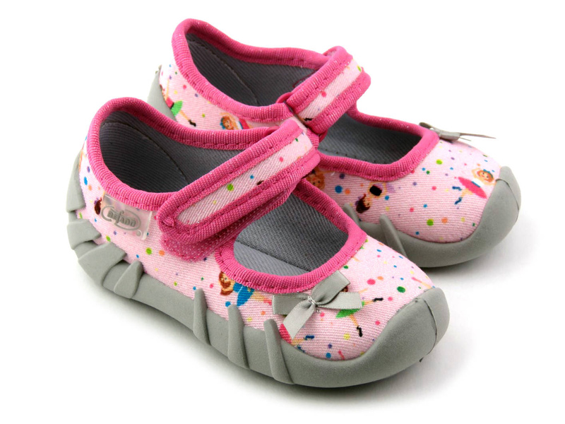 Kapcie dziecięce na rzepy - BEFADO 109P248, różowe w baletnice