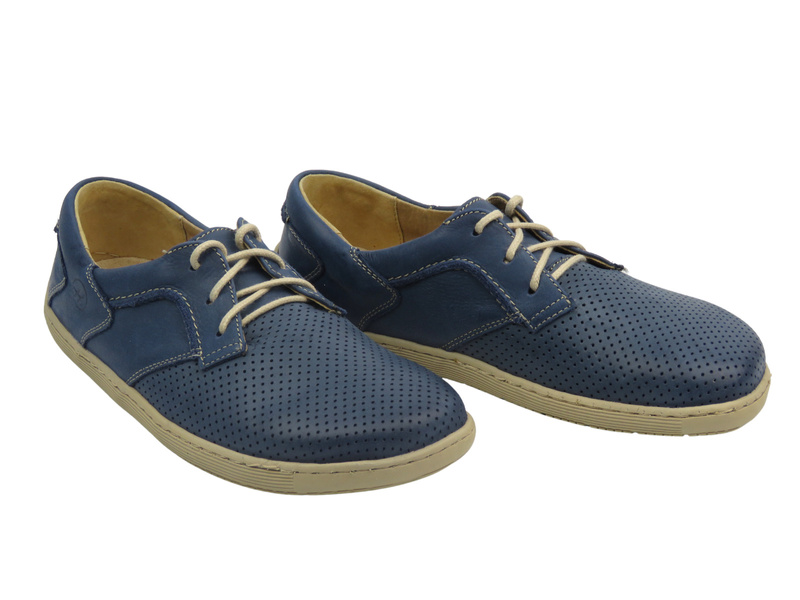 BareFoot skórzane minimalistyczne buty damskie ciemny granat Helios Komfort 715-2B