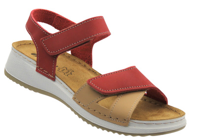 Skórzane sandały damskie czerwone Inblu SD-1KU