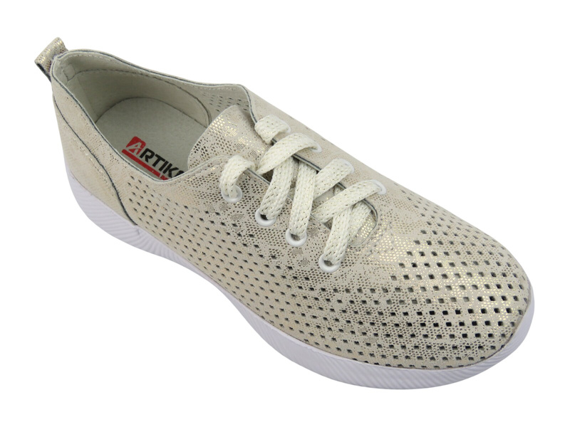 Półbuty damskie ze skóry naturalnej - Artiker 56C2111, beżowe