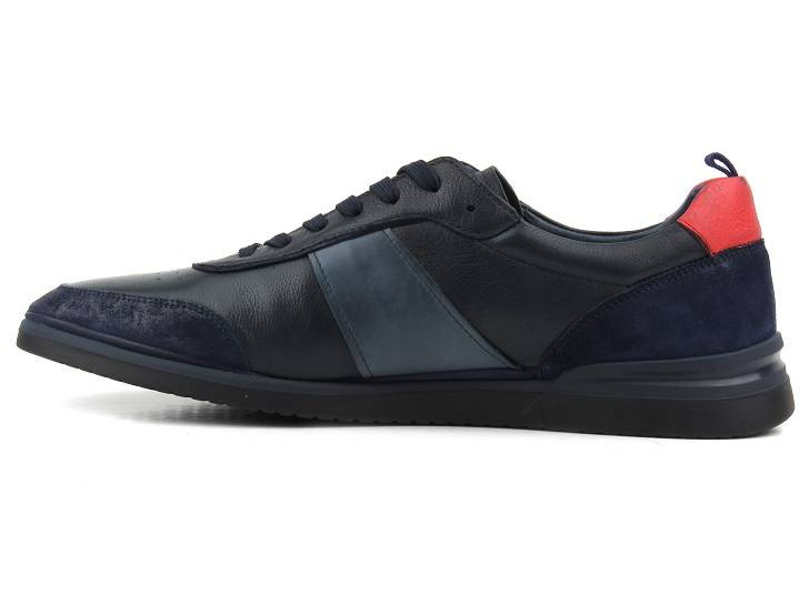 Buty męskie sportowe skórzane - JOHN DOUBARE QA537WIA-AB59, granatowe