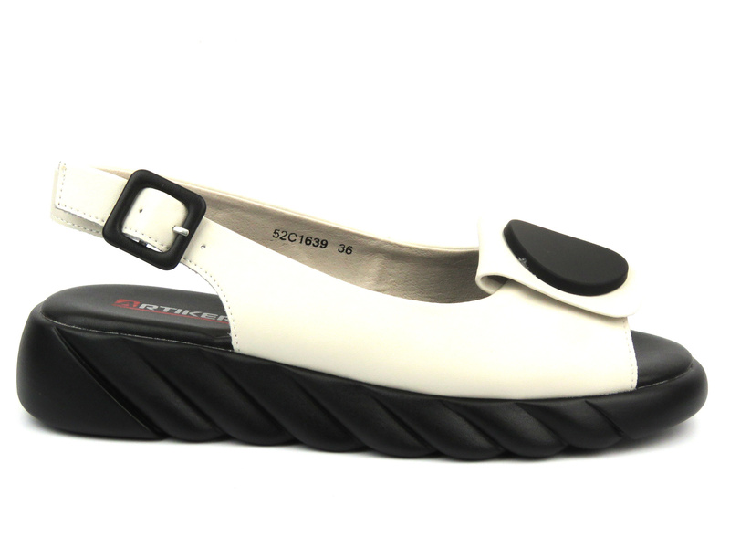 Sandały damskie na wygnej platformie - Artiker 52C1639, beżowe