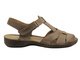 Skórzane sandały damskie z zabudowanym przodem beżowe Helios Komfort 152