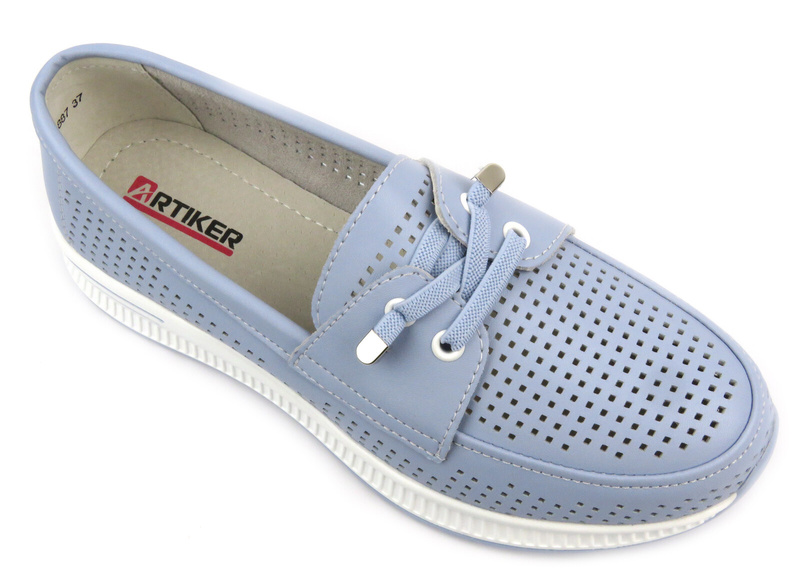 Ażurowe półbuty damskie - Artiker 52C1887, niebieskie