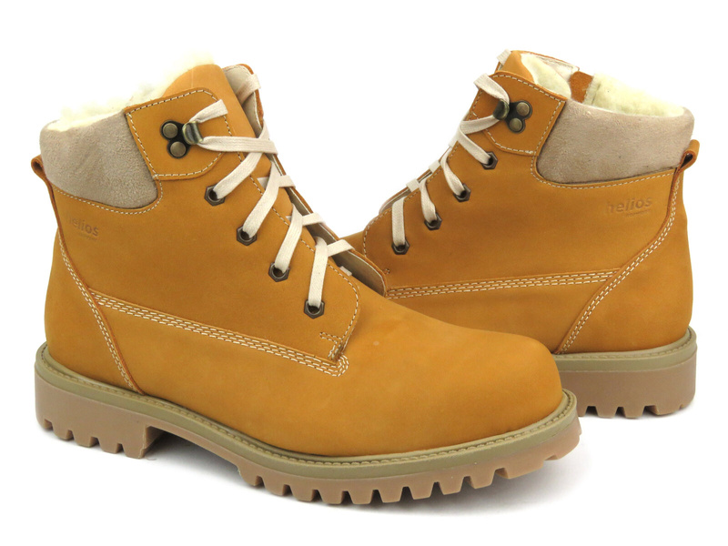 Trzewiki Męskie Z Wełną - HELIOS Komfort 822 Żółte - Na Zamek