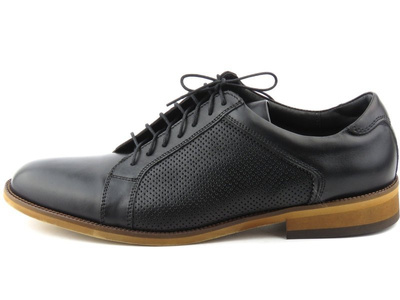 Półbuty męskie z wysokiej jakości skóry licowej - IGUANA Lider 348-459, czarne