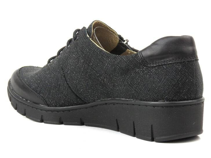 Skórzane buty damskie sportowe - Helios Komfort 334, czarne