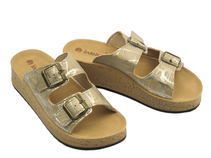 Klapki damskie z klamrami piaskowe INBLU ETNA