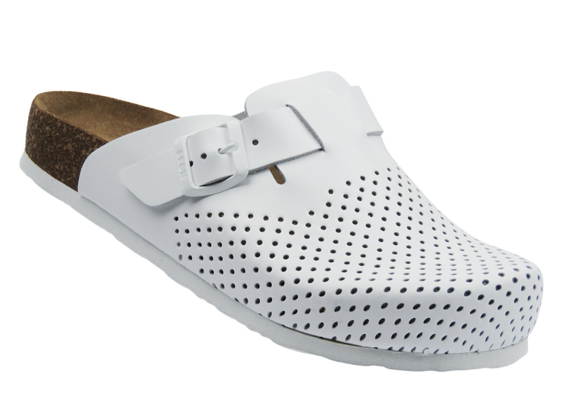 Skórzane klapki męskie białe Leon 4700M