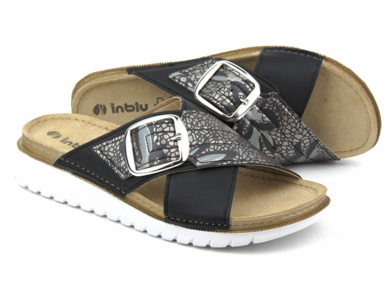 Klapki damskie z klamrą - INBLU CN-32, czarne