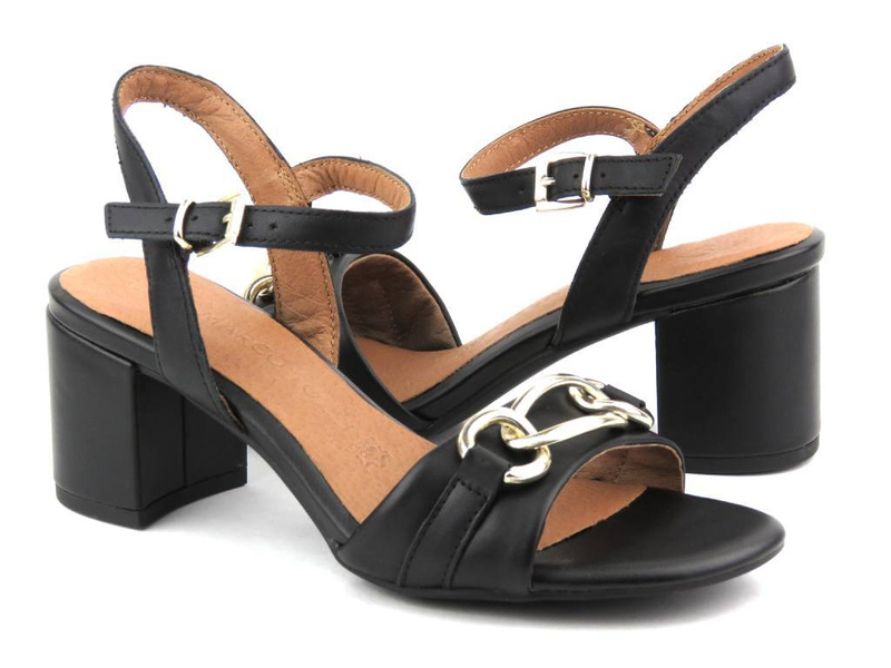 Sandały damskie na klocku - Marco Tozzi 28363, czarne