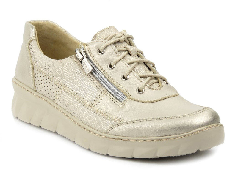 Złote sneakersy damskie na lekkiej i elastycznej podeszwie - Helios Komfort 378