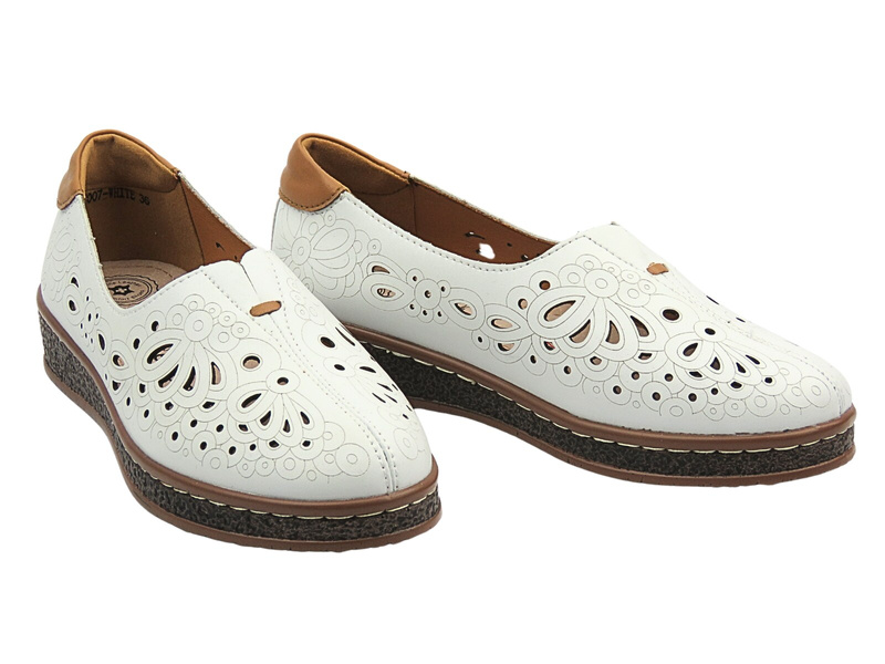 Skórzane Półbuty damskie białe Nika Komfort 24PB32-7007