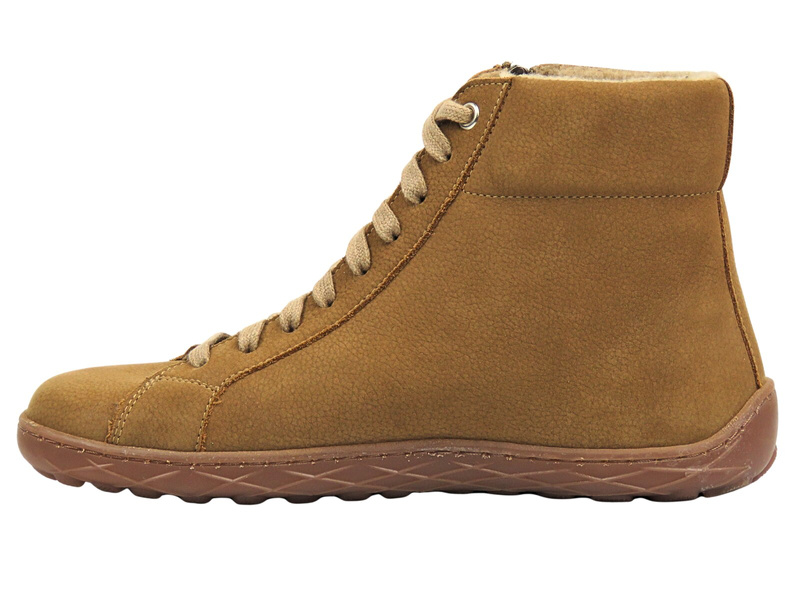 Barefoot skórzane minimalistyczne botki damskie camel Nika Komfort 1443