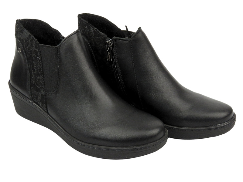 Eleganckie botki damskie na koturnie - HELIOS Komfort 596, czarne 2/3