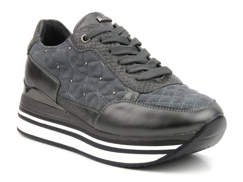 Sneakersy damskie na platformie - INBLU IN001316, szare