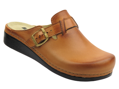 Skórzane klapki damskie brązowe Leon 5000