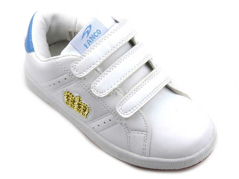 Buty sportowe dziecięce FANCO ES07-HH1304, biało-niebieskie z koroną