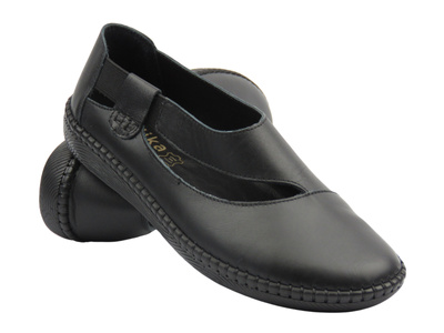 Skórzane półbuty damskie czarne Nika Komfort H2030